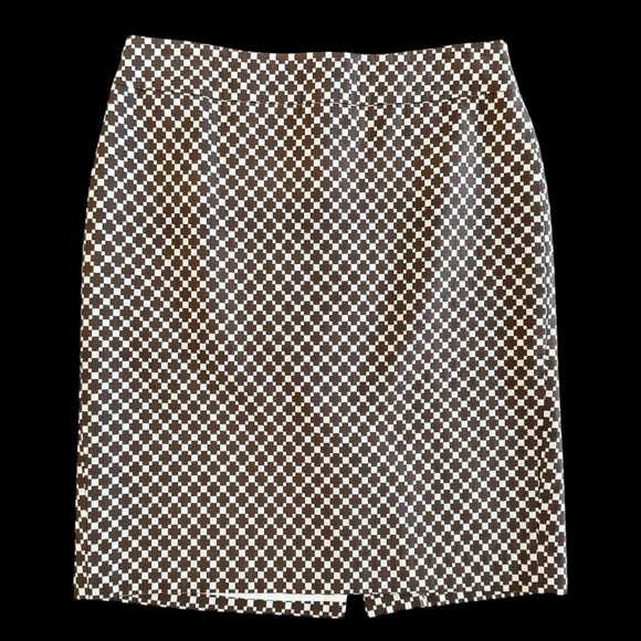 Ann Taylor Dresses & Skirts - Ann Taylor Brown White Checkered pencil Skirt cotton office siren sz 6 992